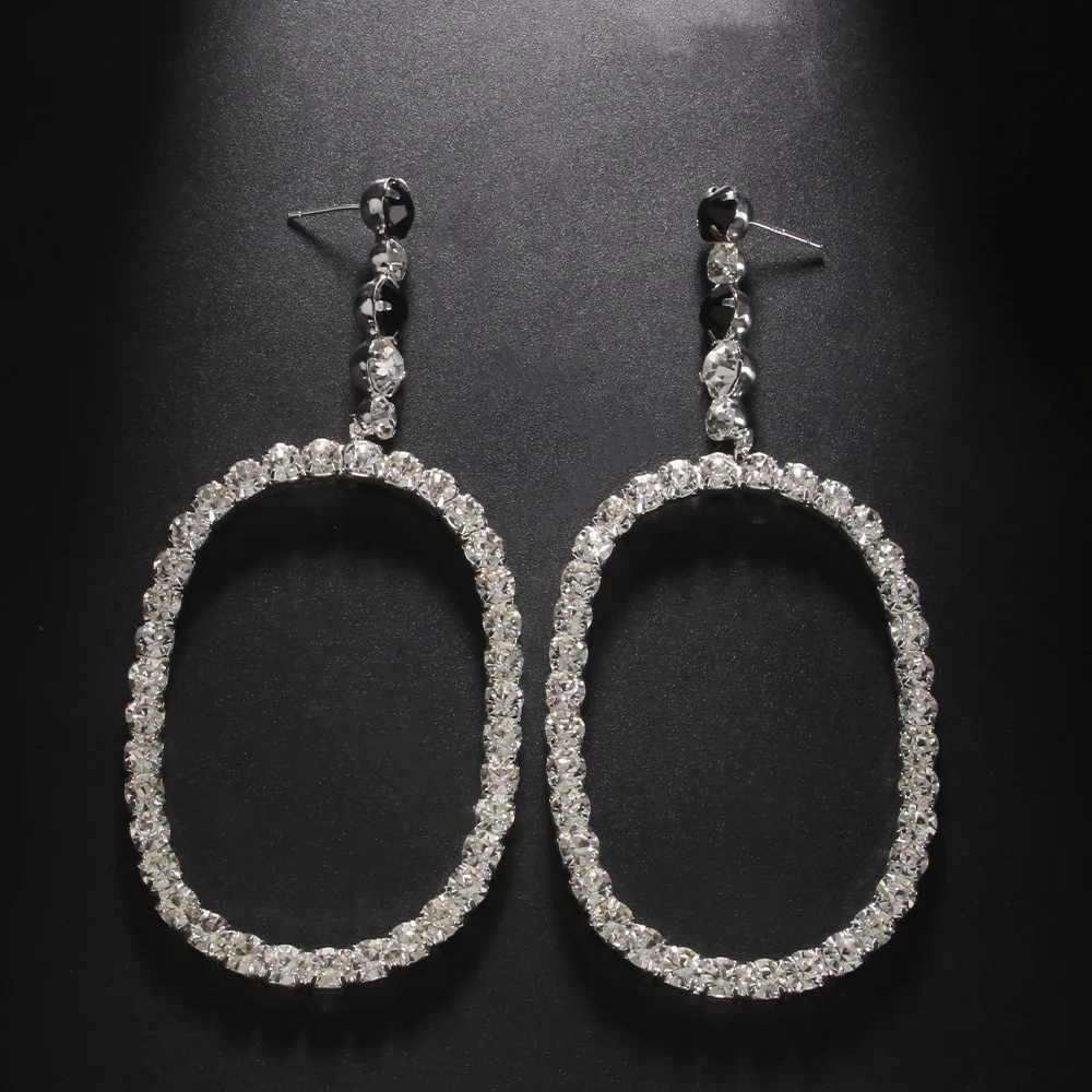 Quick sale,  fire rhinestone earrings, personality exaggerated square pendant earrings accessories earrings