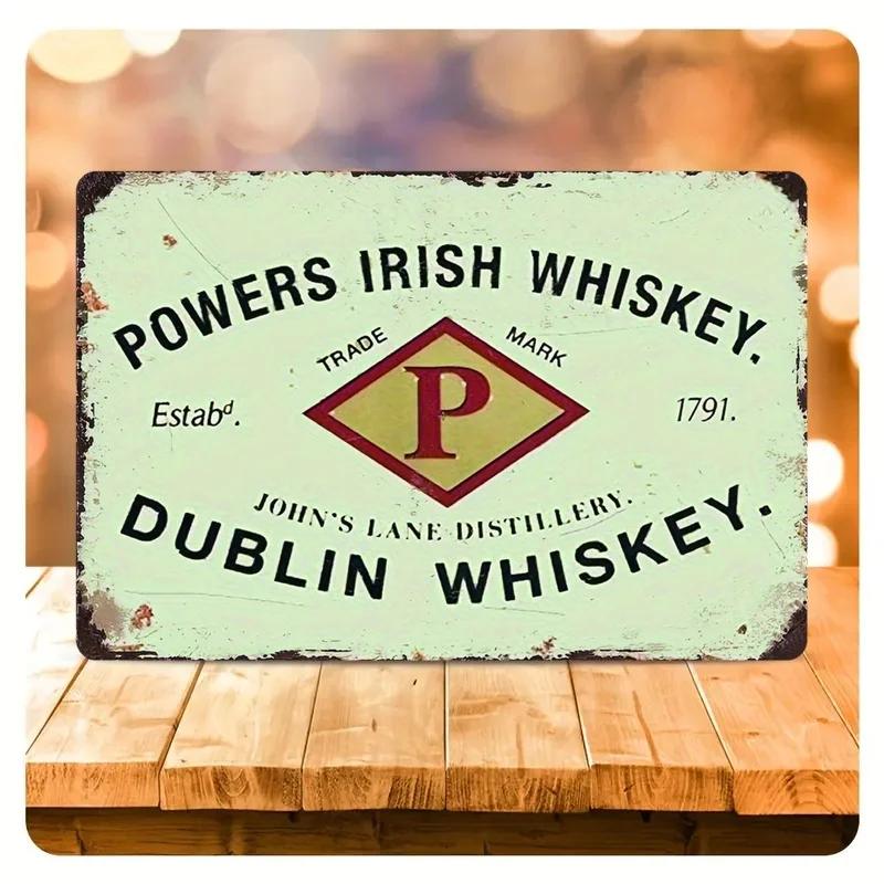 Vintage Irish Whiskey Metal Wall Sign -  , Rustic John's Lane Distillery Design, Perfect for Home Bars, Pubs, Kitchens,Cafes, In