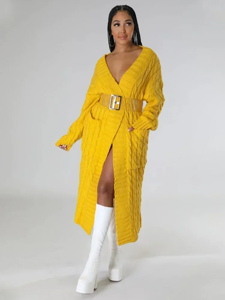 

GUWU Autumn Winter Women Long Sleeve Sweater Coat Shirt Style Fashion Maxi Dresses Soild Elegant Streetwear