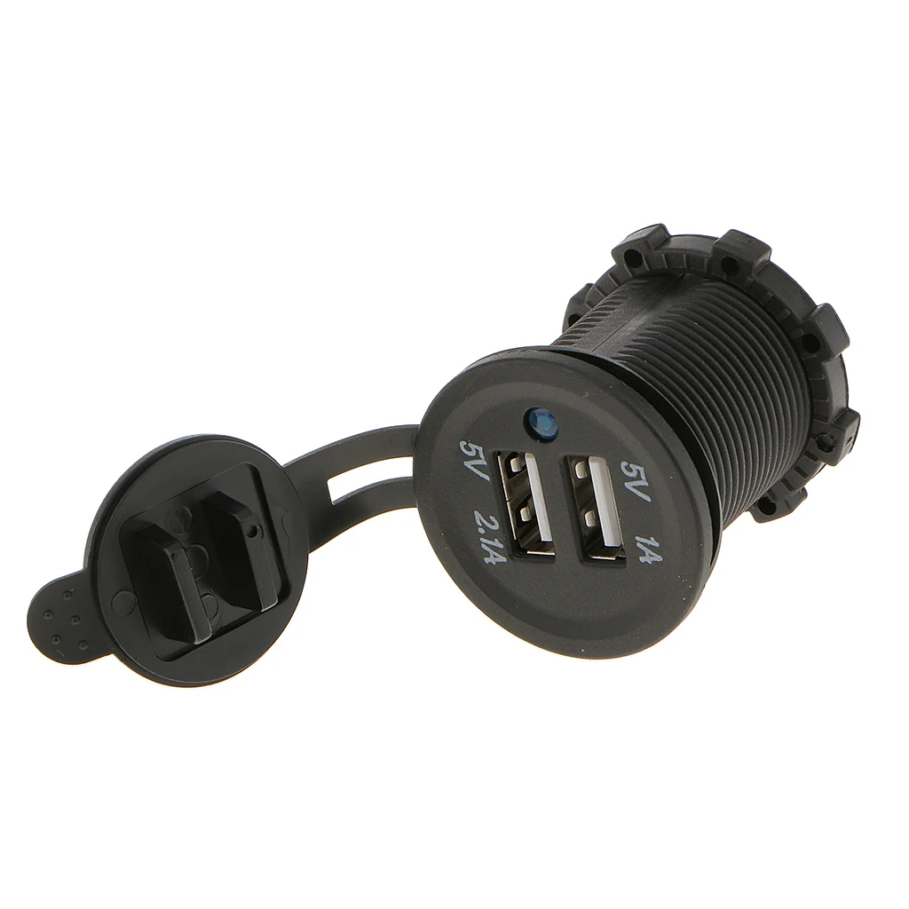 12V Waterproof Motorcycle Car USB Port Charger Socket Outlet 5V 2.1A