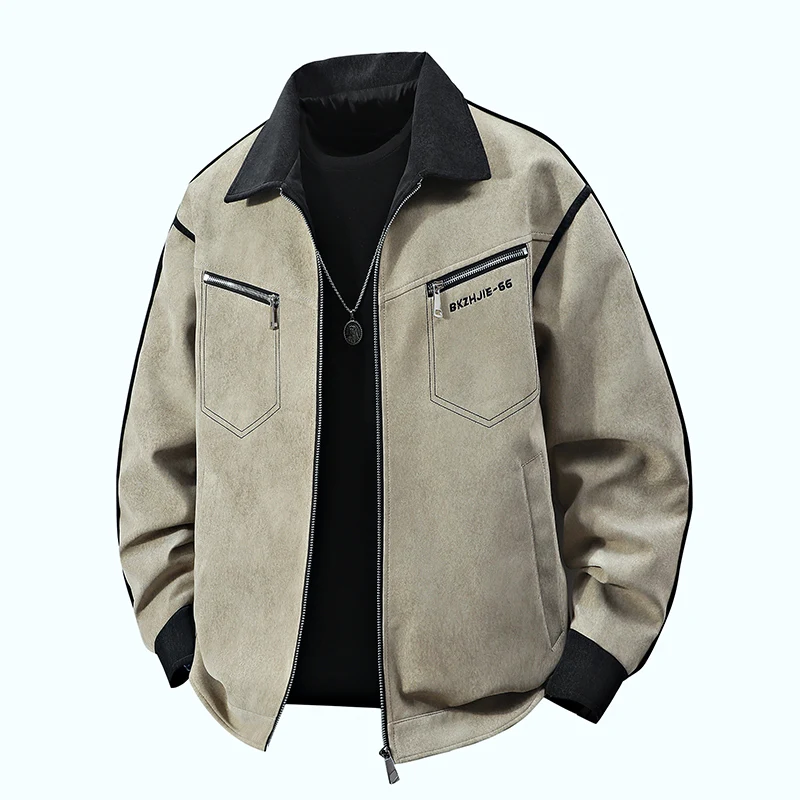 

Retro American Sle Men's Casual PU Leather Jaet Autumn New Faion Outerwear Cool Motorcycle Sle Comfortable Zipper