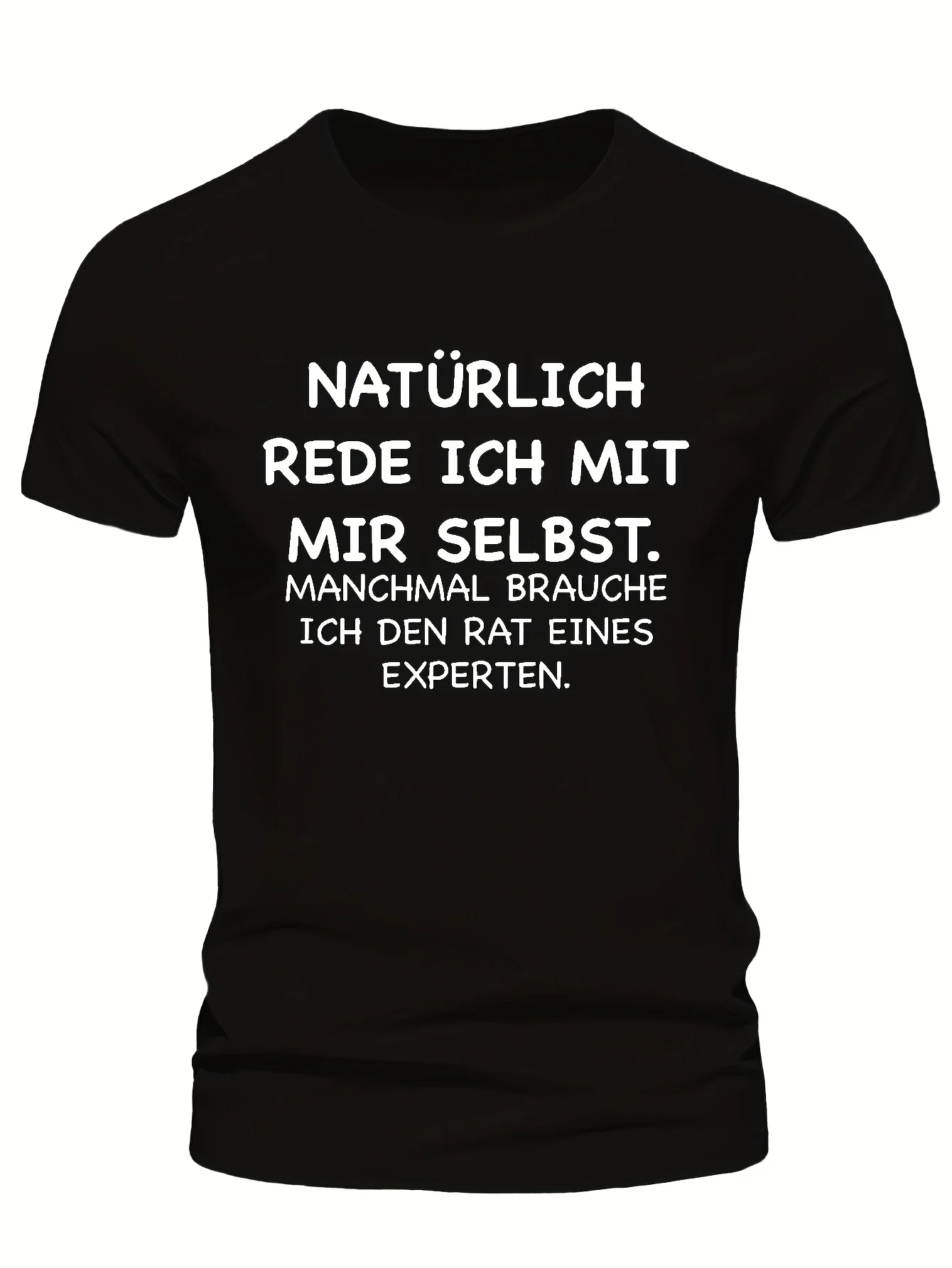 Lustiges Herren-T-Shirt mit deutschem Sprichwort – Sommerliches Freizeit-Oberteil mit geometrischem Muster, Rundhalsausschnitt, normale Passform, leicht dehnbar