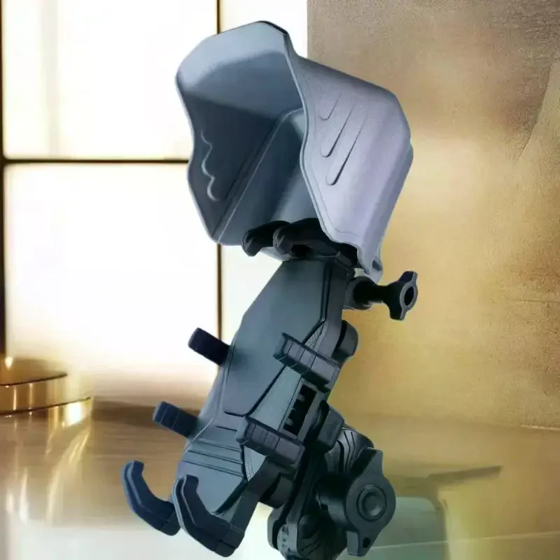 Mini Helmet Phone Mount - Waterproof with Sunshade & Power Bank for Motorcycle Riders