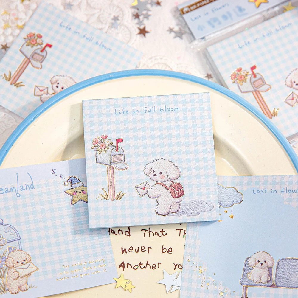60 Sheets Notes, Embroidered Notes, Cute Animal Themes, Student Messages, Memos, Booklet Base Decoration Paper