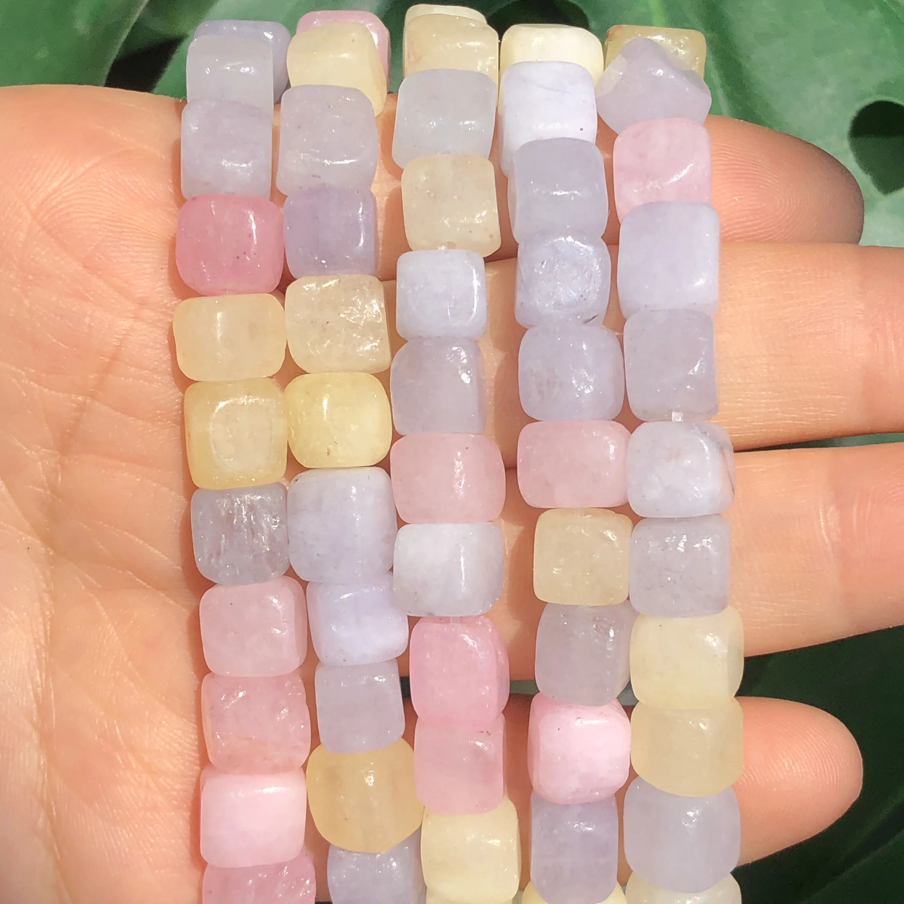 Natural Stone Square Morganite Crystal Beads Cube Loose Spacer Bead For Jewelry Making DIY Earring Bracelet Necklace Accessories