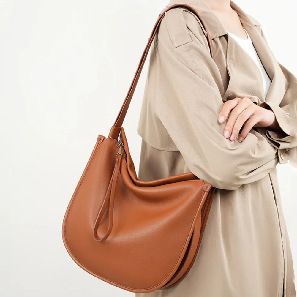 All-Match Women Shoulder Bag  Fashion Soft Leather Handbag Crossbody Bag Women's Casual More Pockets Leather Bag For Work