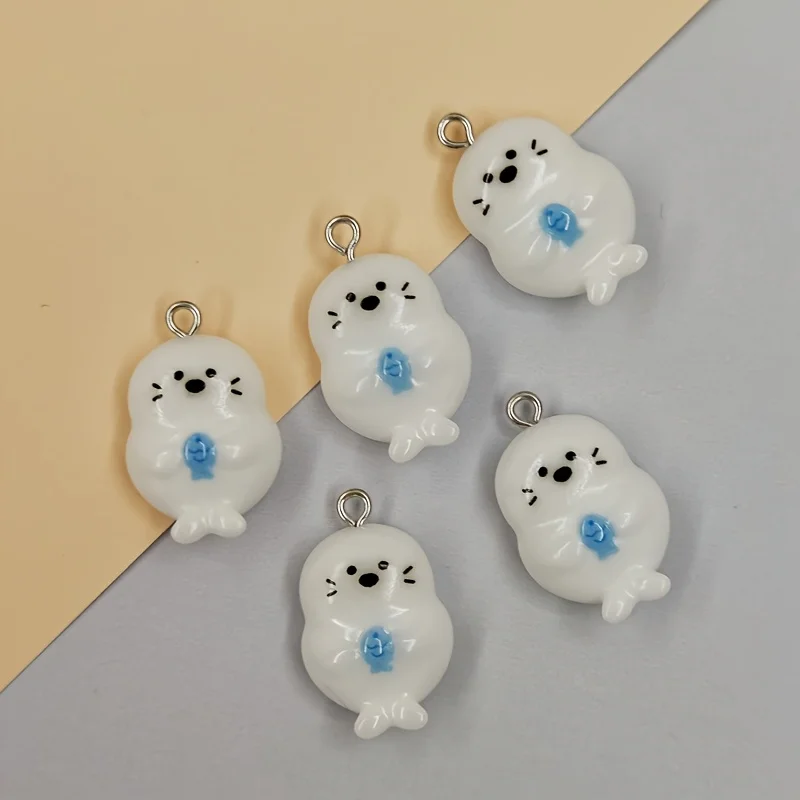 6Pcs Resin Fish & Seal Charms Cute Small Sea Animal Pendants DIY Craft Supplies for Zipper Pulls Ocean Theme Jewelry Accessories