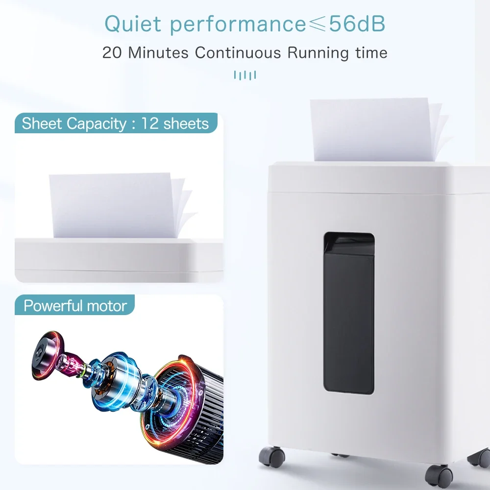 4단계 16L 문서 파쇄기 12매 크로스컷 4*30mm 수동 문서 파쇄기 상업용 사무실 가정용 장비