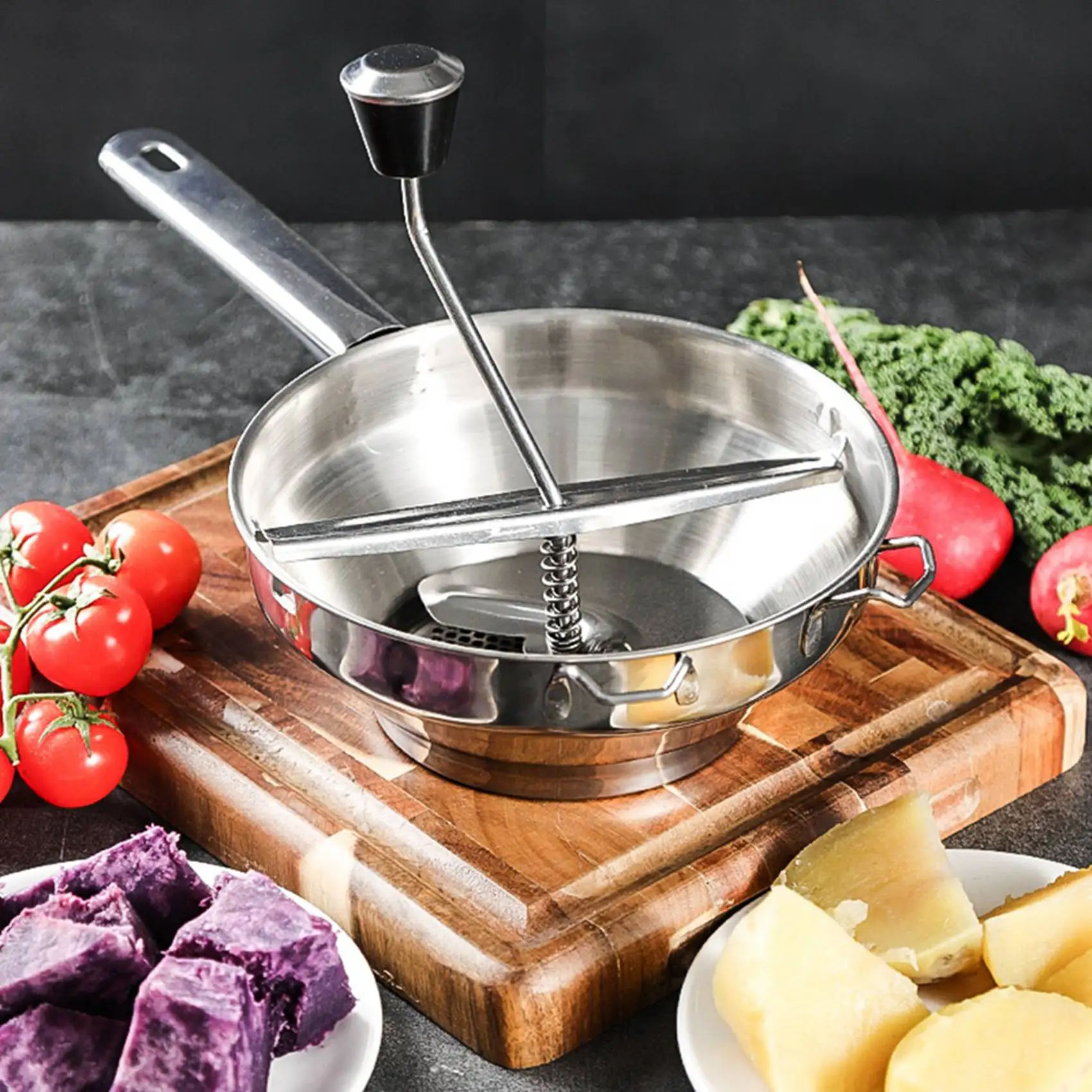 B03C-2X Stainless Steel Rotary Food Mill Great For Making Puree Or Soups Of Vegetables Tomatoes Creative Home Kitchen Tools