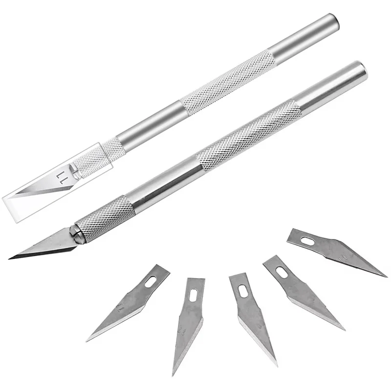 

Engraving Non-Slip Metal Scalpel Knife Kit 5pcs Blades Cutter Craft Knives For Mobile Phone PC DIY Repair Hand Tool Accessories