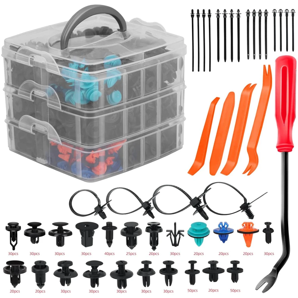 635PCS Auto Retainer Clips Plastic Fasteners Assortment Kit 22 Most Common Sizes Door Trim Panel Grille Radiator Cover Fender