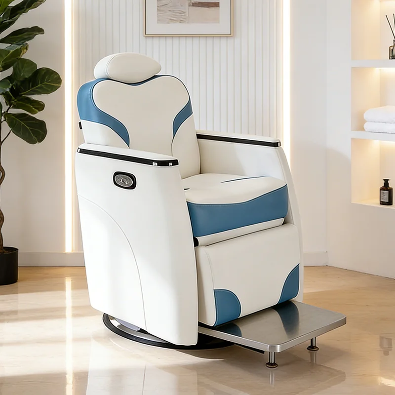 kr-New Arrival Beauty Salon Furniture Grey Shaving Styling Chair Modern Hair Saloon 360 Swivel Electric Barber Chair for Sale！