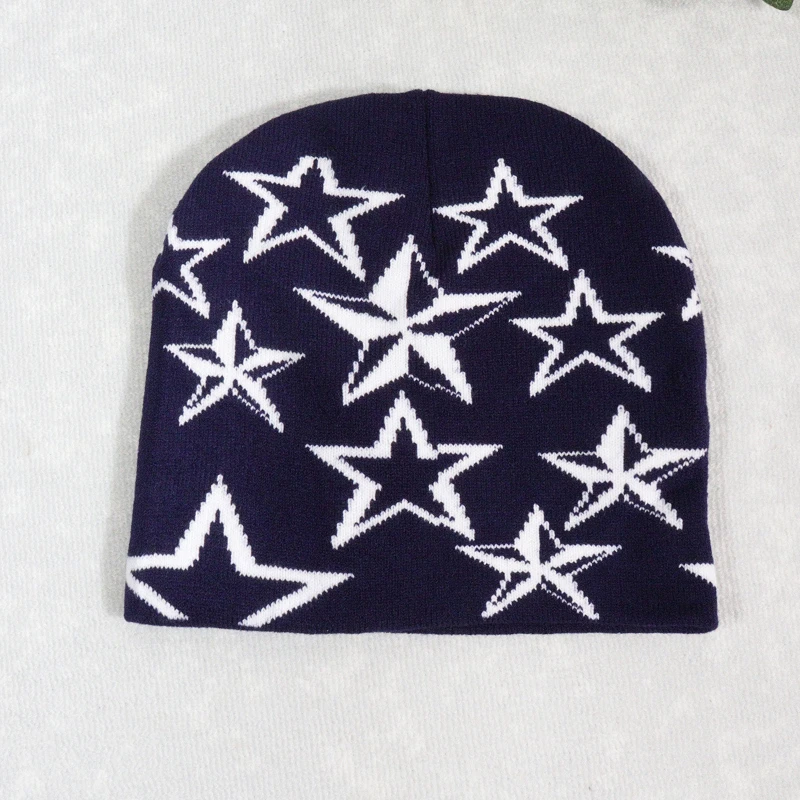 Hats Cap Knitted Pullover Wool Hat Caps Star Printed Warm Hat  Hip-hop  Beanie  Street  Punk  Winter  Knitted  Cap Gothic Unisex