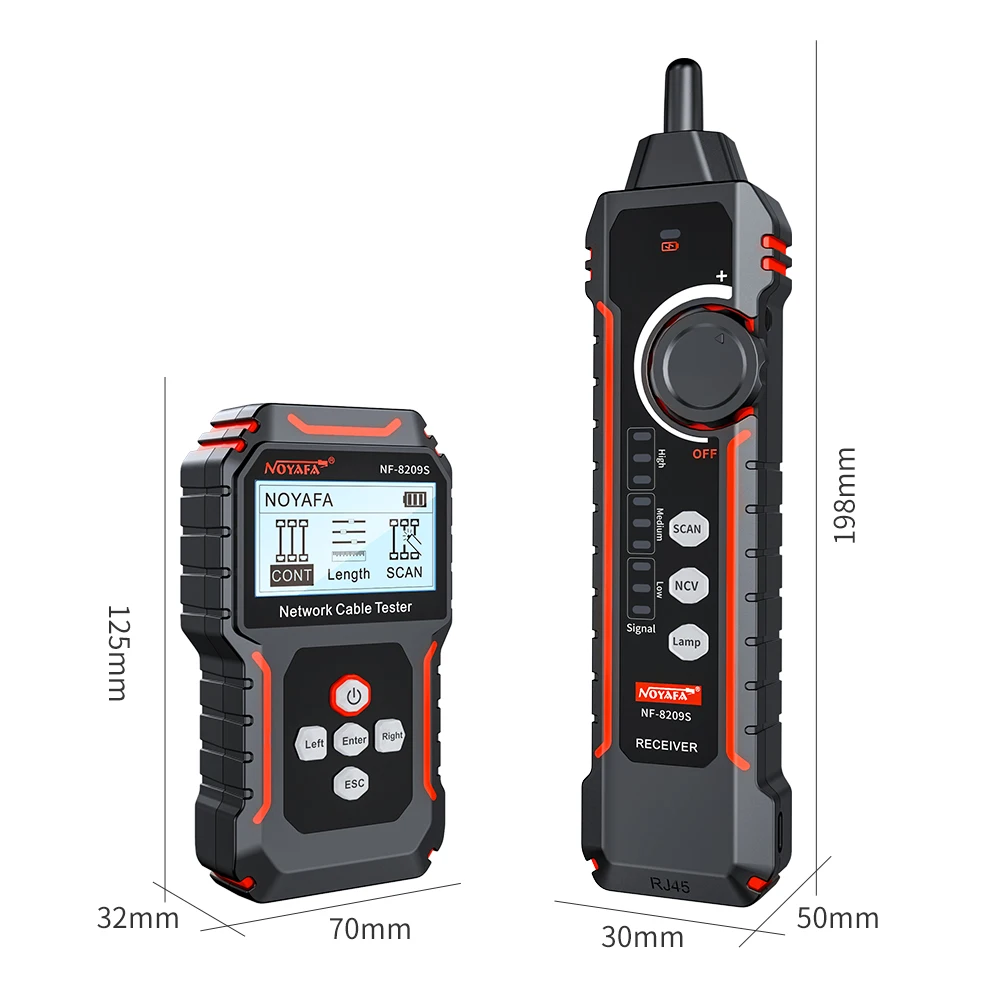 Imagem -05 - Network Cabo Tester Display Lcd Scan Wiremap Wire Tracker Medir Comprimento Poe Lan Cabo Test Ferramentas de Rede Noyafa-nf8209s