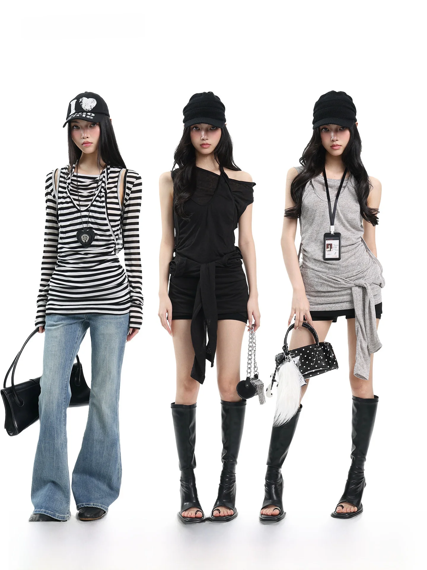 

UNCMHISEX Retro Striped Long Sve T-irt Women's Slim Fit oulder Bared Two-Way Wear Mid-Length Casual Sle Top