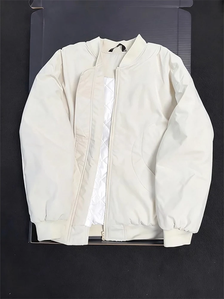 

Warmth Thiened ort MA Flight Jaet Cotton Coat Men's Winter Clothes Cleanfit Youth Faion Stand Fit Zipper Closure