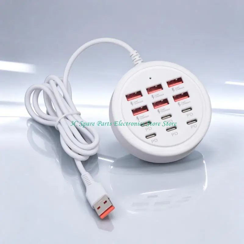 SZ Round USB Splitter with 6 USB-A and 6 Type C Charging Port 480Mbps Data