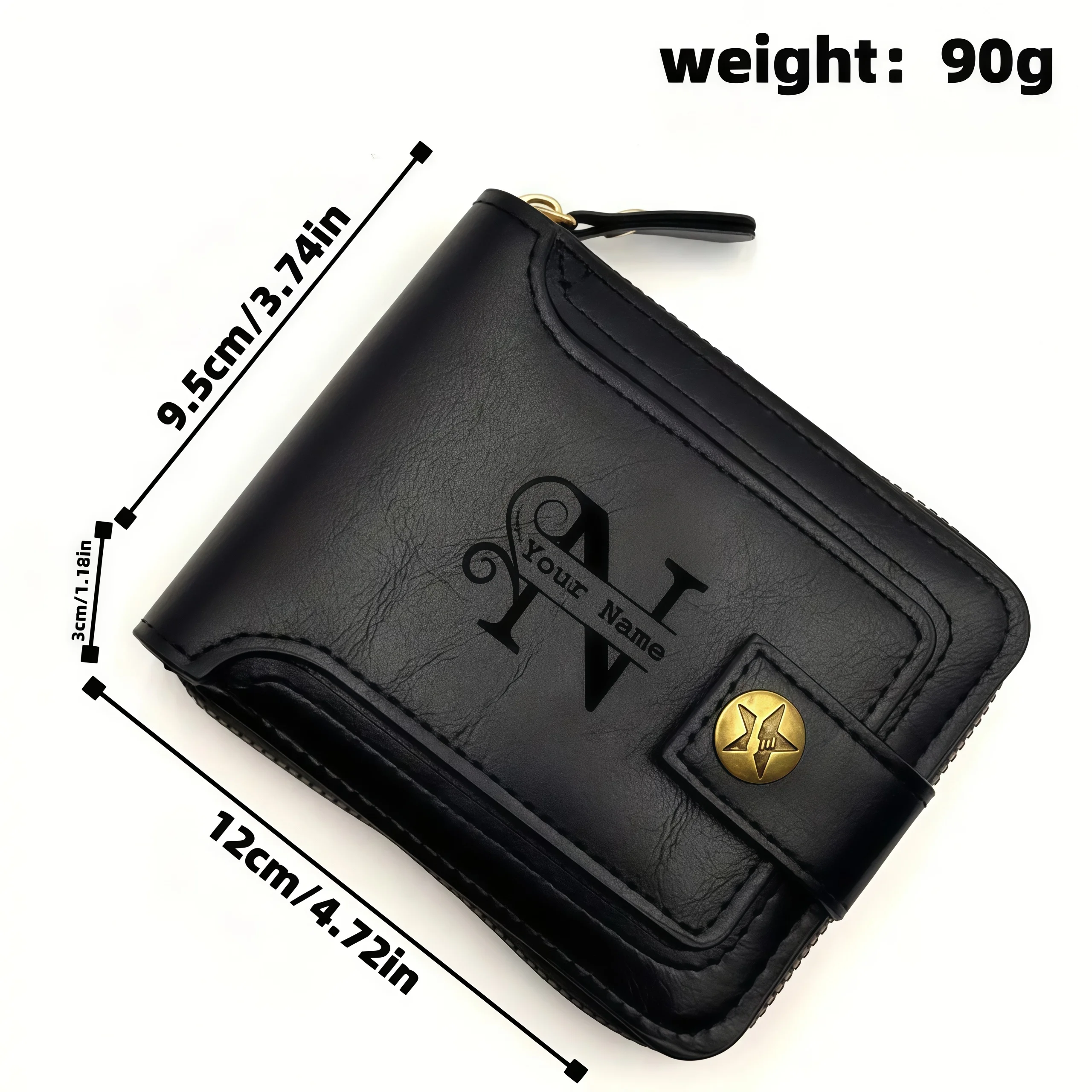 Men's Custom Wallet - Personalized Artificial Leather Men's Engraved Name and Letter Wallet, Father's Day Dad Gift, Brown view 3