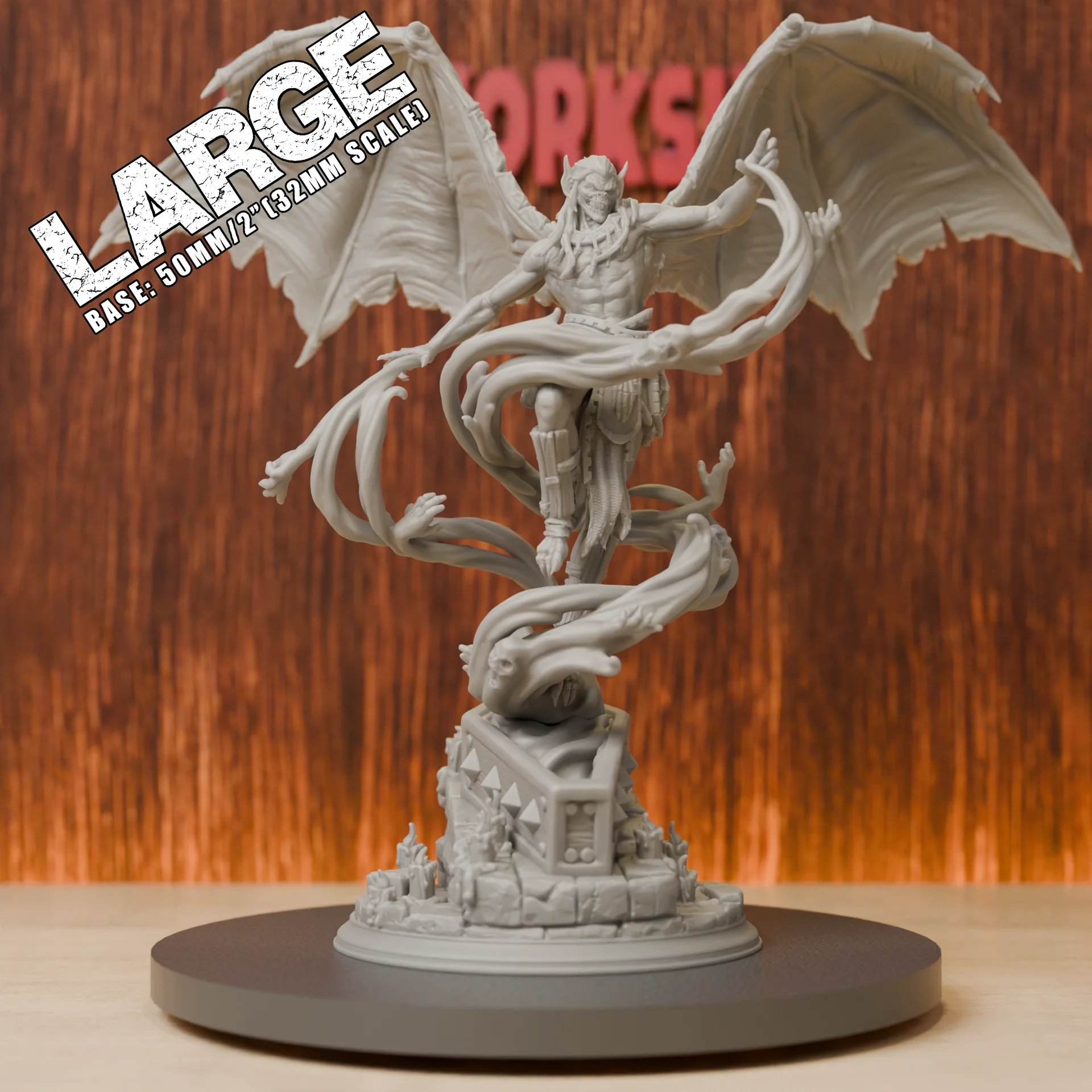 Elder Vampire Monster Boss Miniatures | 28mm-38mm | Resin 3D Printed DND Pathfinder Mini | Unpainted Grey