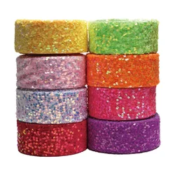 Colorful Velvet Sequin Ribbon 3inch 75mm 20yards/lot for Hair Bows Accessories