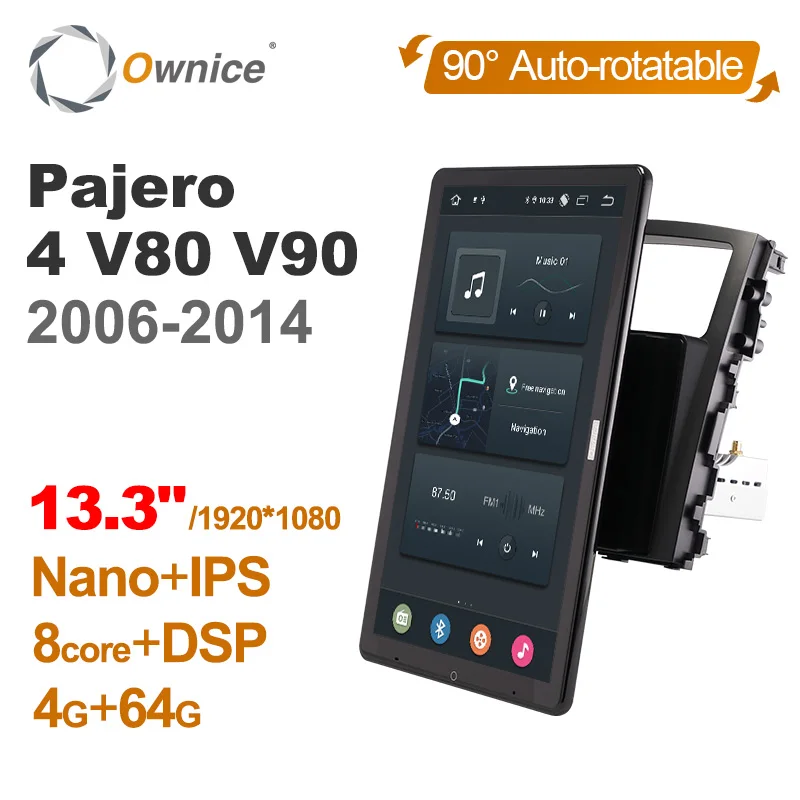 

1920*1080 Ownice Android 12.0 for Mitsubishi Pajero 4 V80 V90 2006-2014 Car Radio Video Audio Rotatable 360 8G 256G Tesla Style