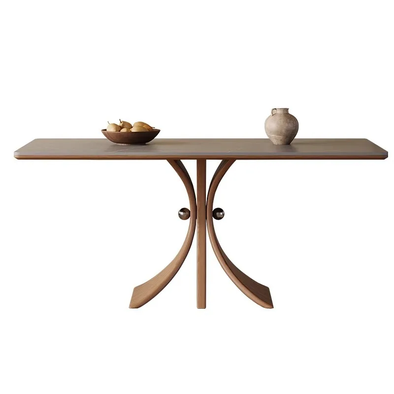 

Wabi-sabi style solid wood slate dining table butterfly long table Rectangular living room small household ash dining table