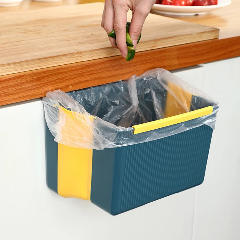

Folding Trash Can Wall-Mounted Thickened Waste Bin For Kitchen Bathroom Cabinet Door Hanging Garbage Container Storage Basket