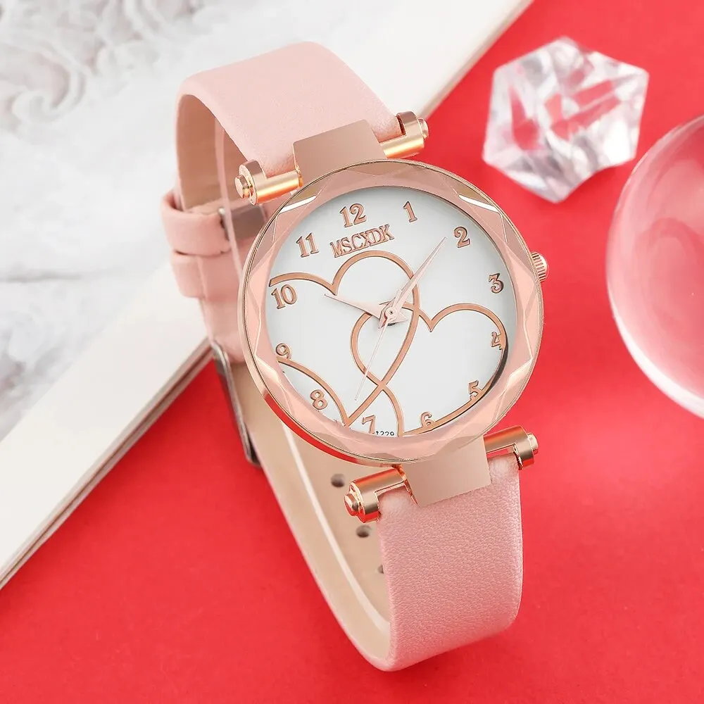 2PCS Set Simple Women Watch & Wallet Set Female Grid Short Wallet Card Bag Dress Leather Quartz Wristwatches Clock Montre Femme