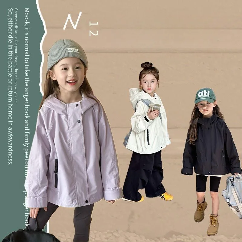 Children Outdoor Punching Jacket Boys and Girls Korean Loose Waterproof Windproof Korean Casual Jacket Kids Jackets for Girls