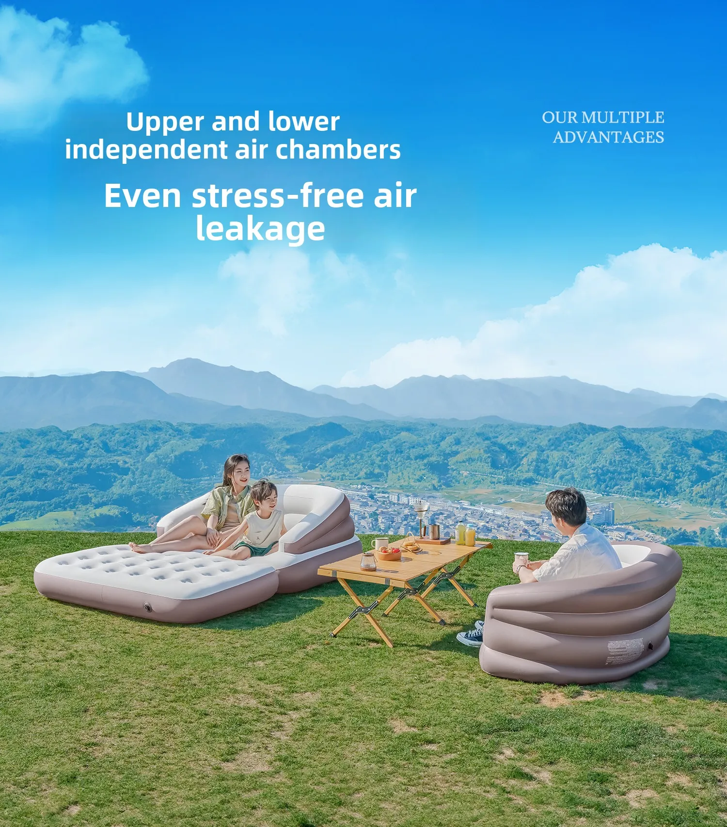 풍선 소파 야외 가구 파티오 풍선 의자 게으른 소파 슬리핑 패드 에어 매트리스 휴대용 접이식 캠핑 장비