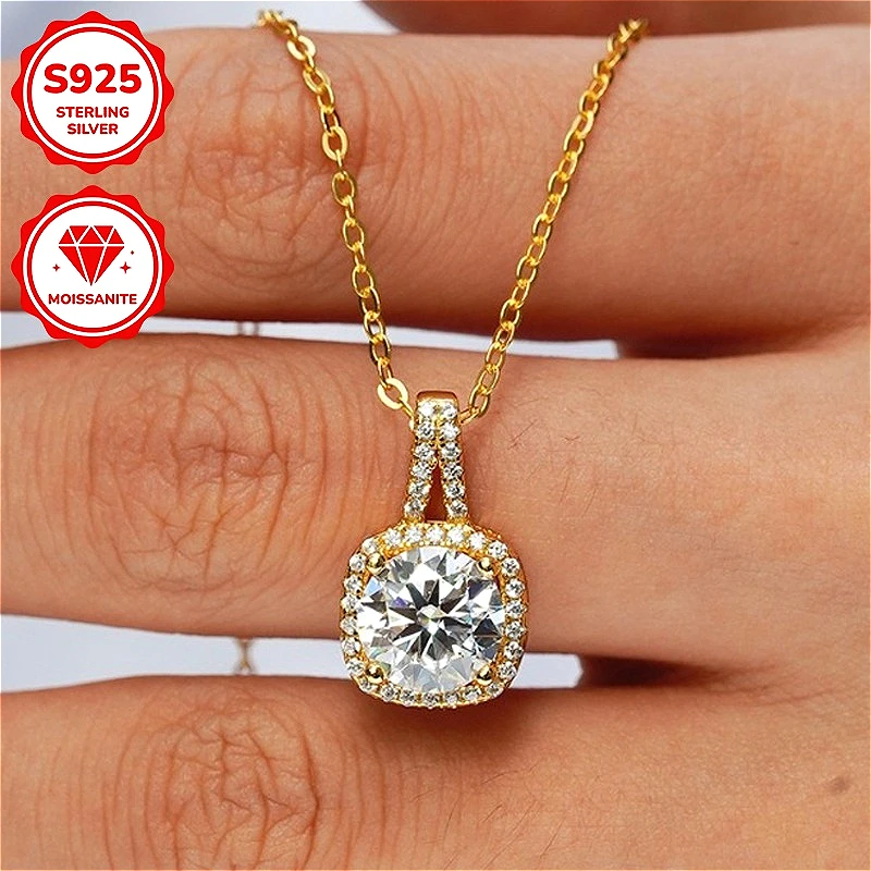 

1pc 1/2 Carat S925 Sterling Silver Moissanite Necklace Pendant, Exquisite Moissanite Choker, Perfect for Everyday Wear.