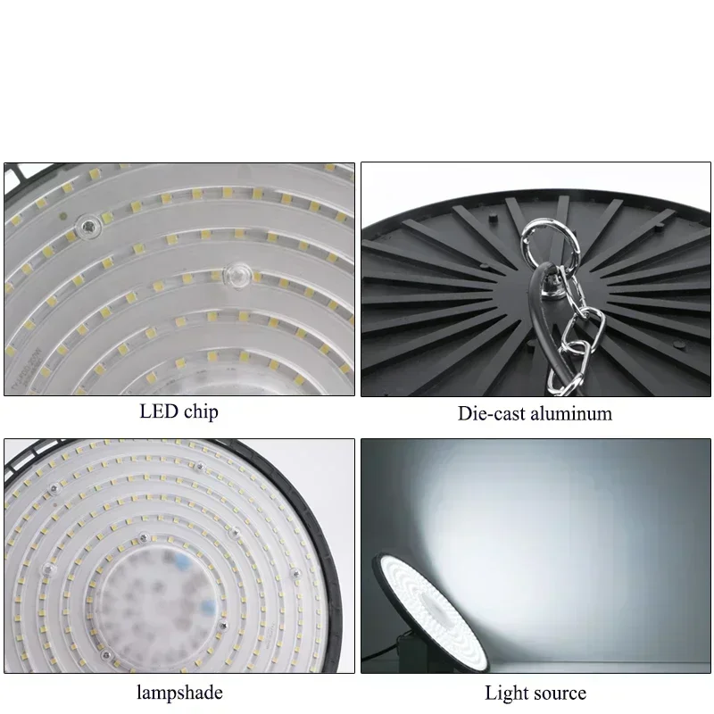 Super Bright 100/150/200W UFO LED High Bay Lights Waterproof Commercial Industrial Market Warehouse Garage Workshop Garage Lamps