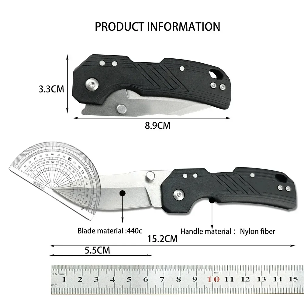 Mini 35DPLC Outdoor Camping Tactical Hunting Knife EDC Survival Tool Folding Pocket Knife 440C blade nylon fiber treatment