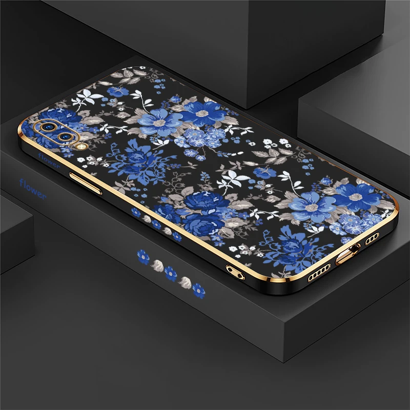 Silicone Soft Shockproof Phone Case For Vivo V20 SE V17 V9 V5 Lite V11 V11i V15 V19 Pro Plating TPU Flower Painting Cover