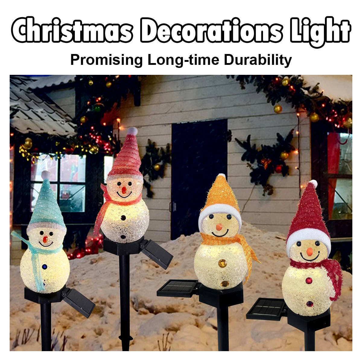 Christmas Solar Light For 4 Colors Solar powered stakes lights 2024 Lights Lamp Led lamp Garden Snowman night light Decorative