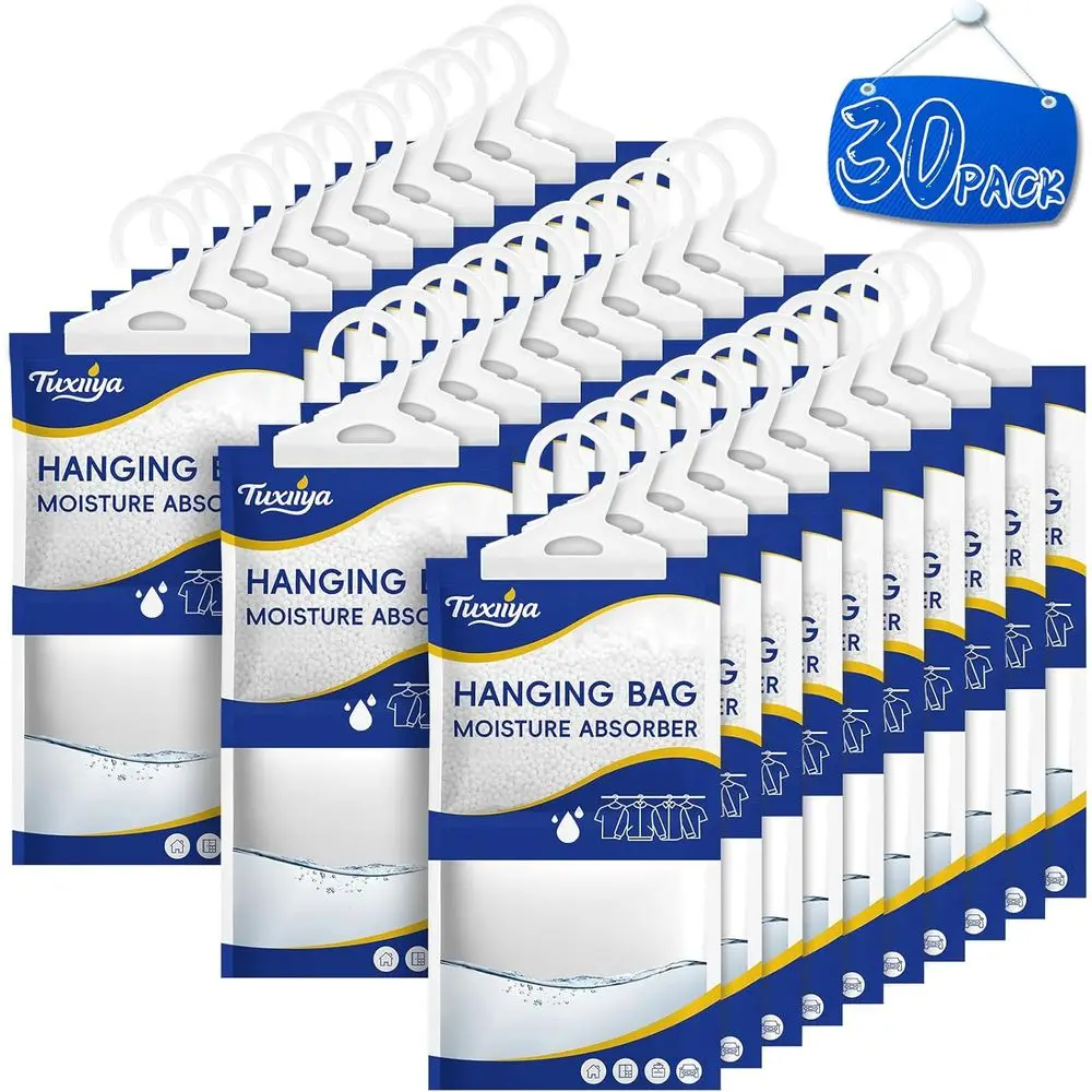 

Moisture Absorbers 30 Pack, Hanging Closet Bags, Moisture Absorbing Bags, Desiccant, for Closets, Wardrobes, Bedrooms, Bathrooms