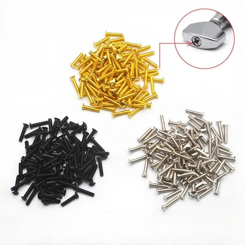 

500Pcs Screw for Installing Guitar Machine Head Tuning Knob Handle Tip 2.5*4.5*12/14/16MM Black/Gold/Chrome