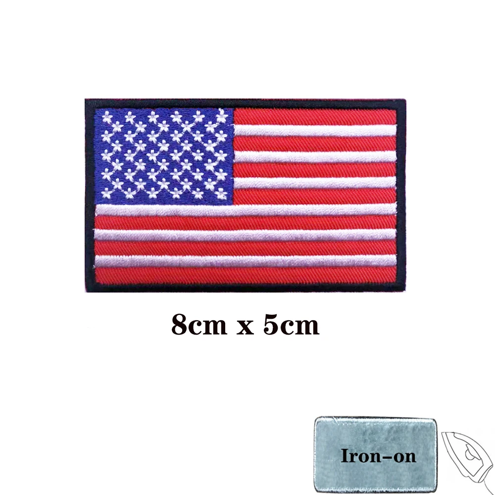 Bandiera americana America USA Patch fascia da braccio stati uniti Patch ricamata Hook & Loop Iron On ricamo Badge Stripe