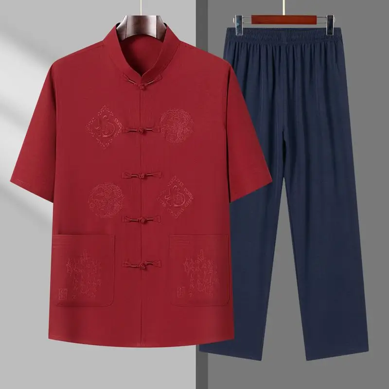ice-silk-short-sleeve-hanfu-men's-summer-clothing-set-for-elderly-grandpa-dad-traditional-chinese-ethnic-style-fashionable
