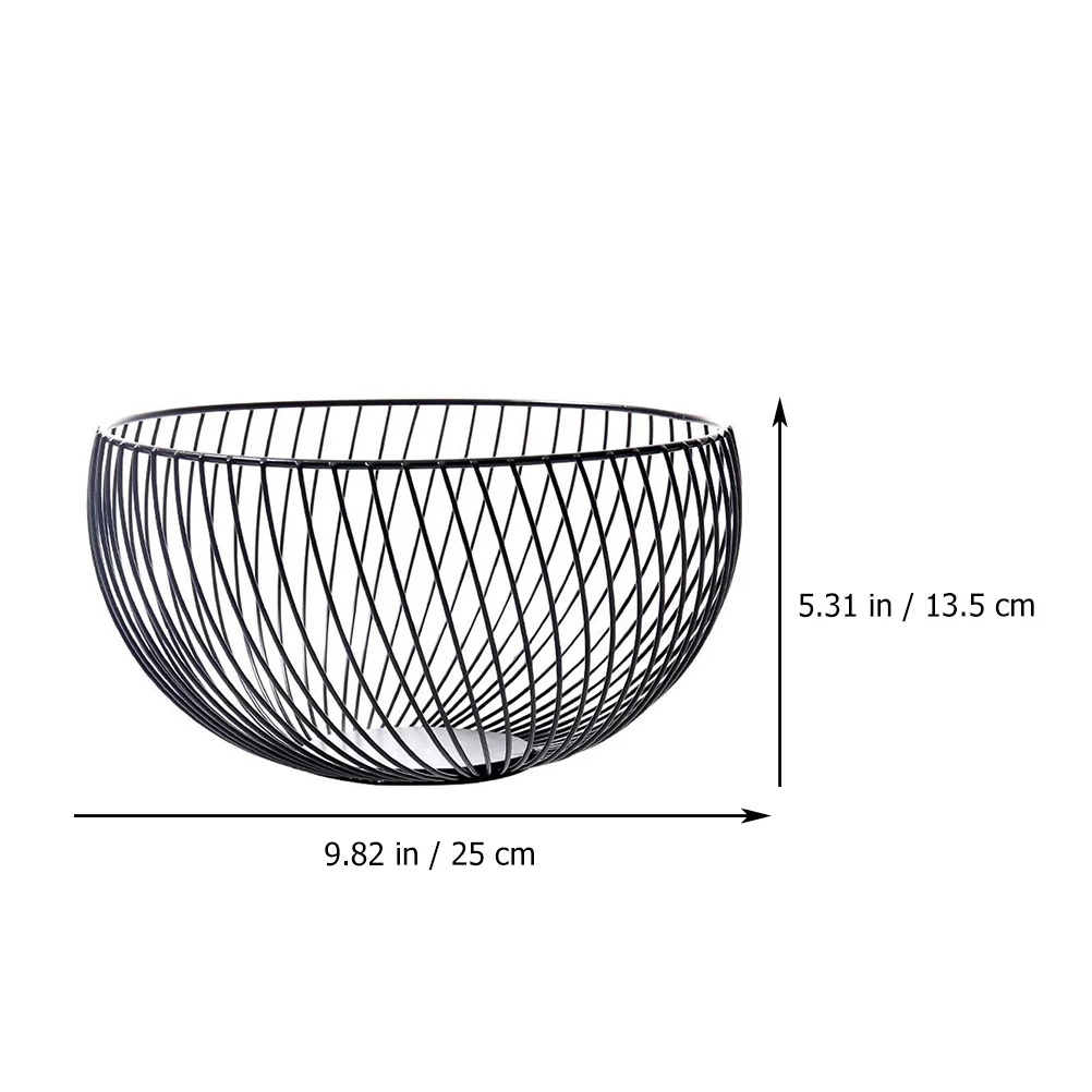 Fruit Basket Storage Food Tray Baskets Platter Black Wire Iron Mesh Egg Holder Container