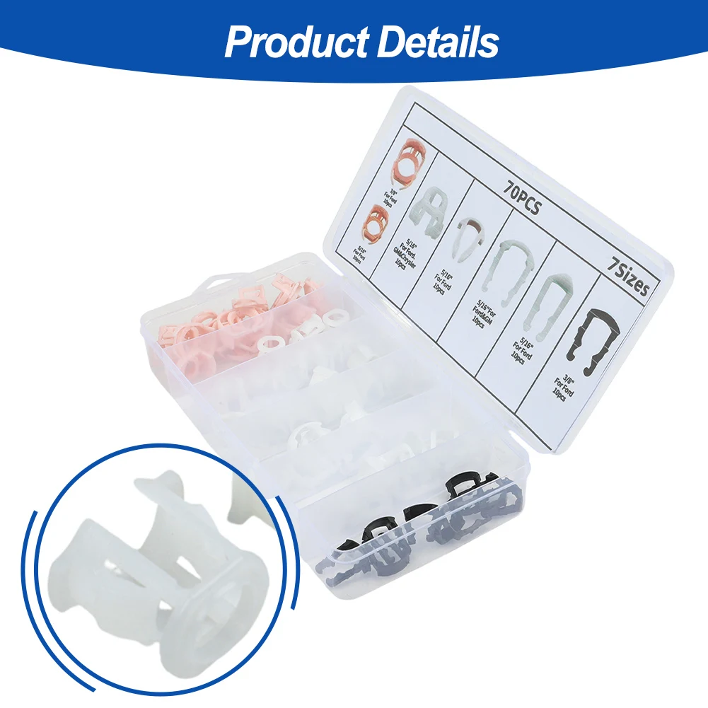 

70 Pieces Fuel Line Retainer Clip Set for Ford Vehicles 61280 Plastic Nylon Automotive Clips with Storage Case