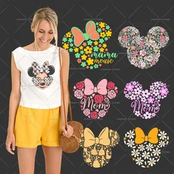 Pegatinas de vinilo con estampado de Mickey y Minnie Mouse, pegatinas de transferencia de calor para ropa de niños, camiseta, estilo de moda de Disney, parches de hierro, decoración DIY