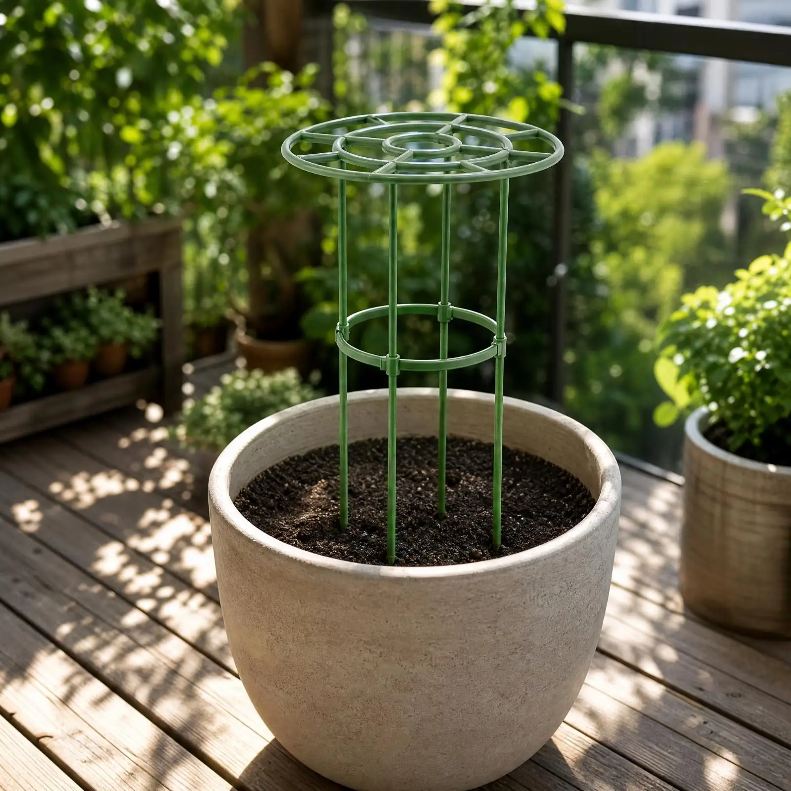 Outdoor Plant Protection Cover Stand Assembled Iron Trellis with Concentric Rings for Flowering Vines Garden Use