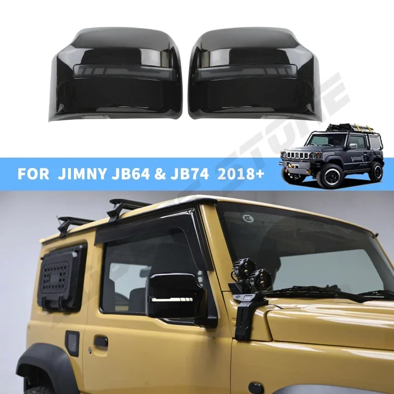 2PCS/set Jimny Rear View Mirror Caps With LED Turn Light For Suzuki XL Jimny JB64 JB74 JC74 2024 Buckle Car Door Rearview Mirror