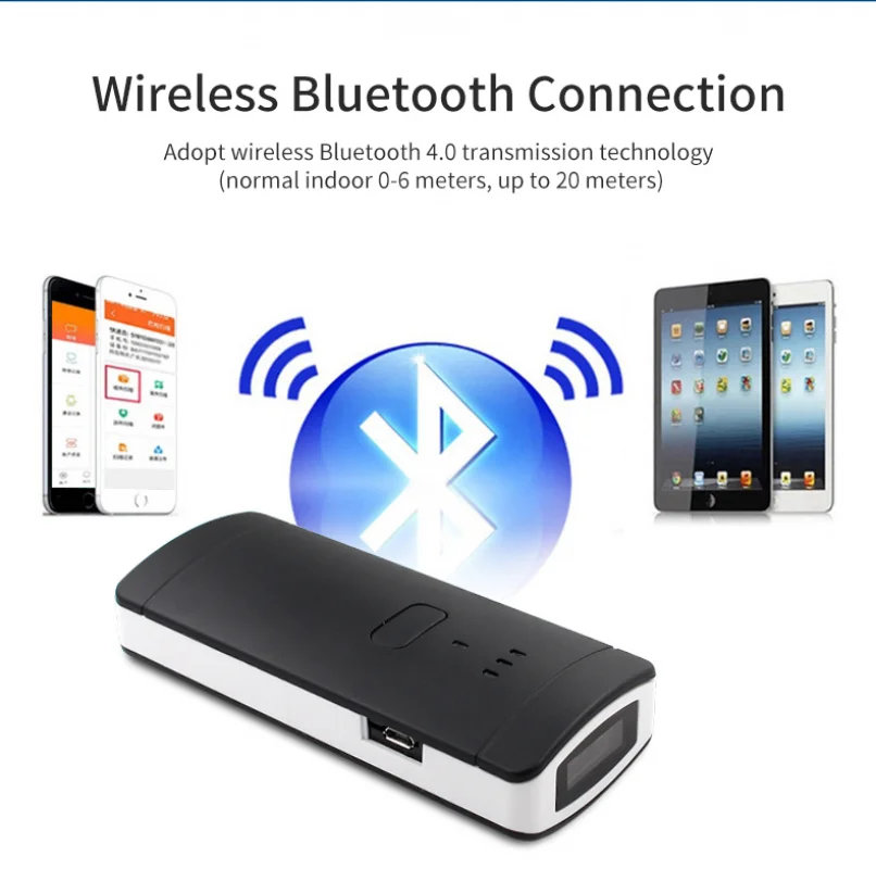 

2D QR 1D беспроводной Bluetooth карманный мини-сканер штрих-кода для проверки штрих-кода инвентаря POS