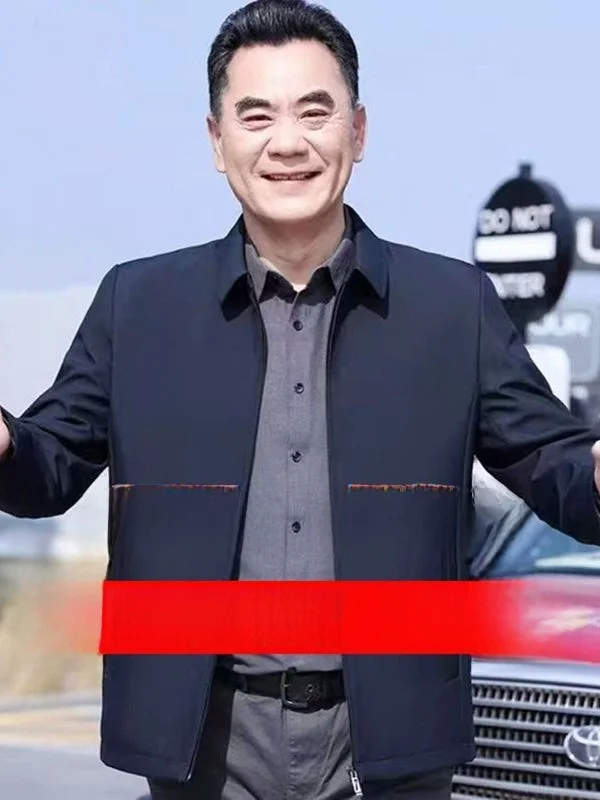 

Spring Autumn Dad Jaet Casual Loose Fit Thin Polyester Fabric Zipper Closure Long Sve Busin Casual Sle Pure Color