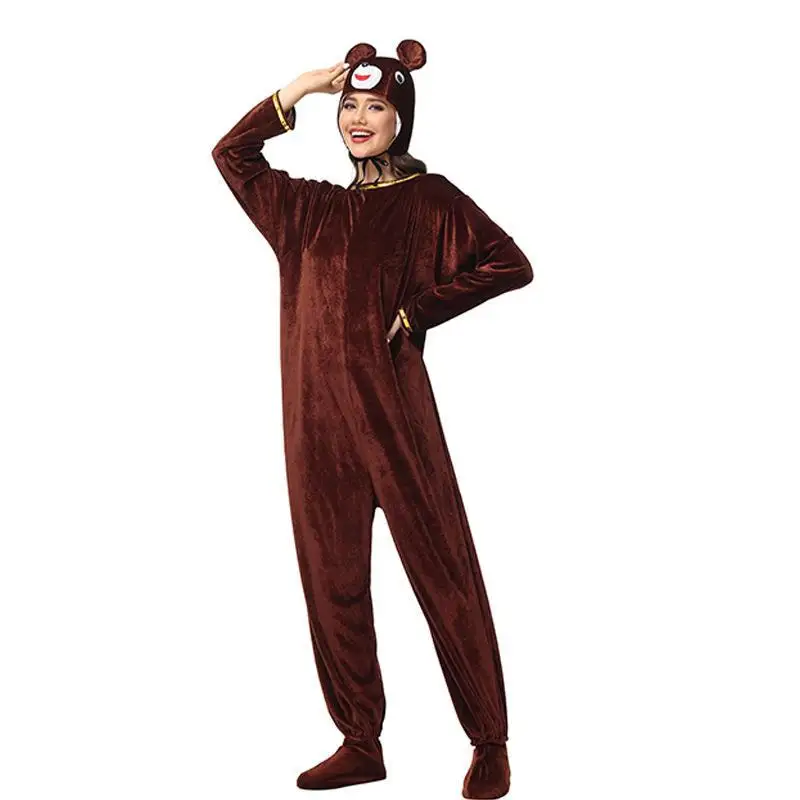 

Коричневый медведь, гуманизированный танцевальный комбинезон, костюм для косплея, костюм животного для взрослых, ролевой наряд на Хэллоуин, новое зимнее поступление