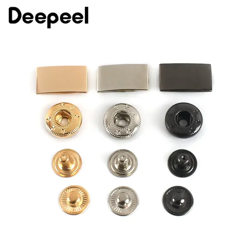 10/20Sets Metal Rectangle Snap Buttons Press Studs Fastener Buckle for Clothes Down Coat Garment DIY Crafts Sewing Accessories