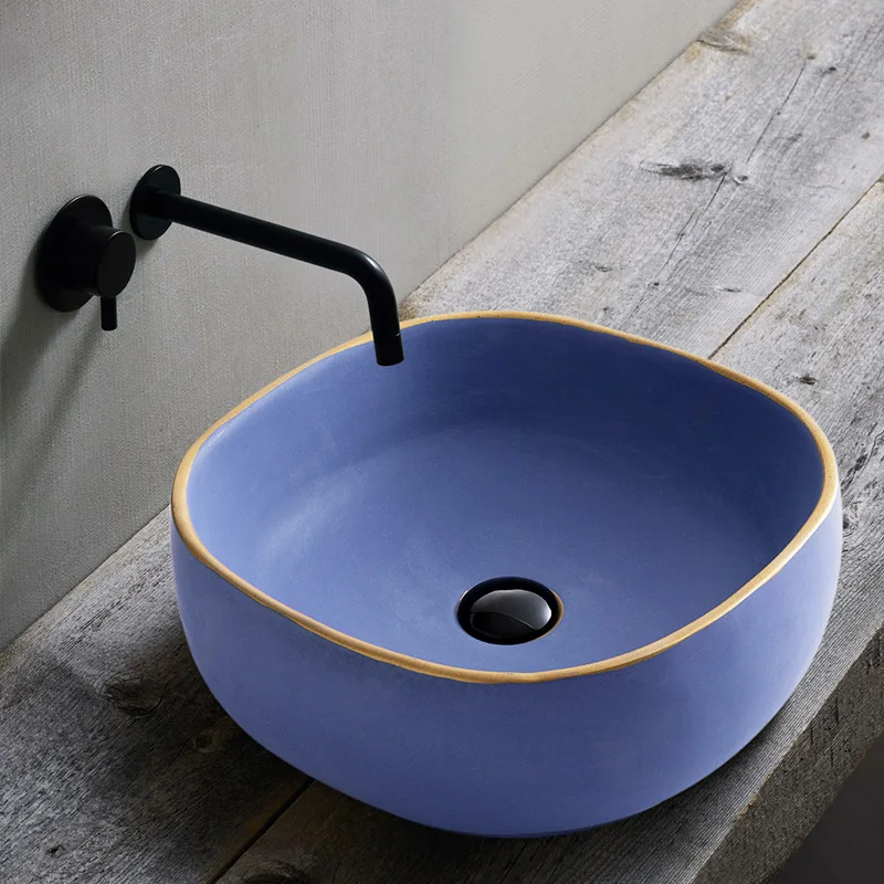 

Blue And White Chinese Antique ceramic sink wash basin Ceramic Counter Top Wash Basin Bathroom Sinks small sink bathroom