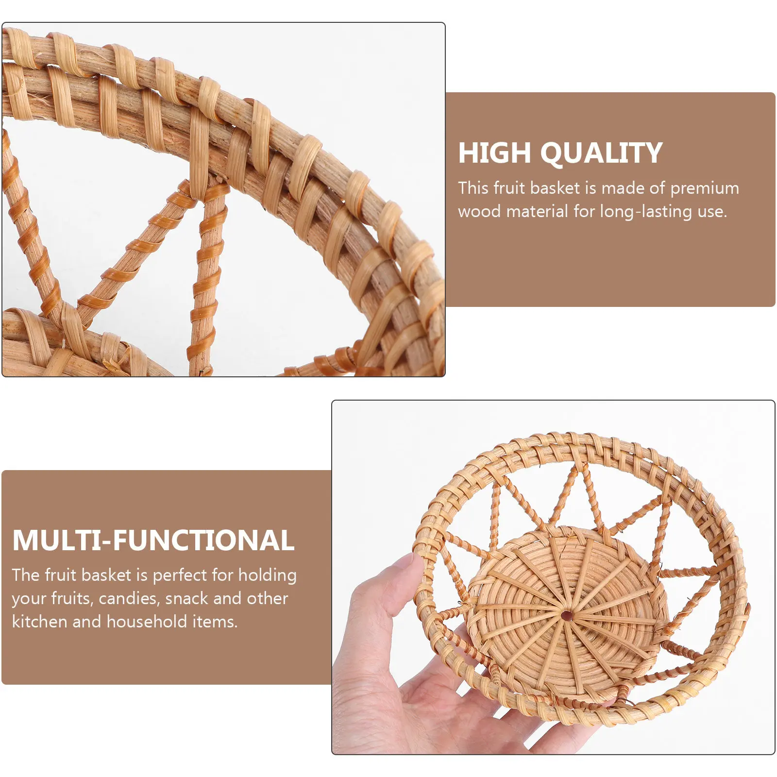 

1 шт. Корзина для фруктов и закусок из натурального ротанга с ажурным дизайном для кухонной столешницы